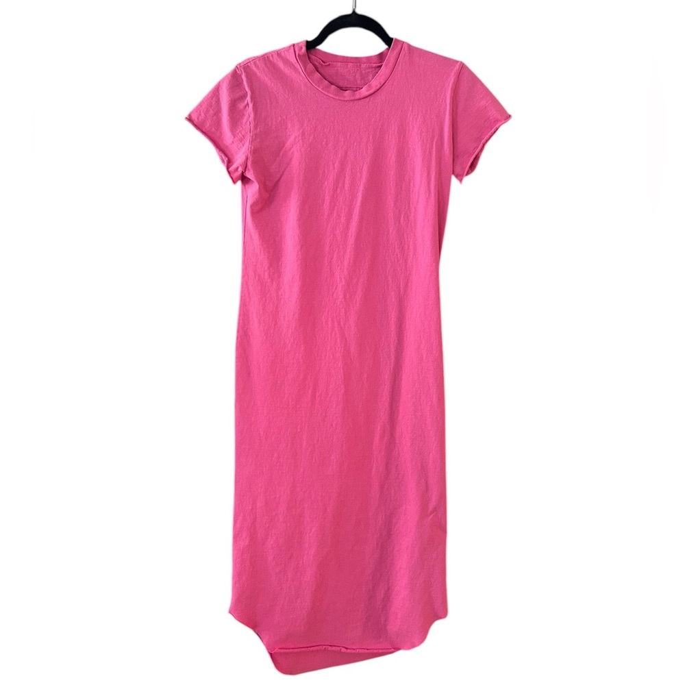 Frank & Eileen Harper Perfect Tee Maxi Dress Size XS Pink Short Sleeve Raw Hem